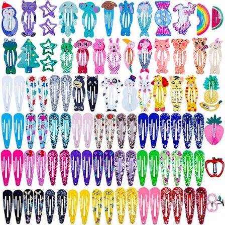 100 stk. pakke bb hårklemmer søde dyr børnehårklemmer Vanddråbe klemmer pandehårsklemmer Krone hjerte kant klemme kombinationssæt