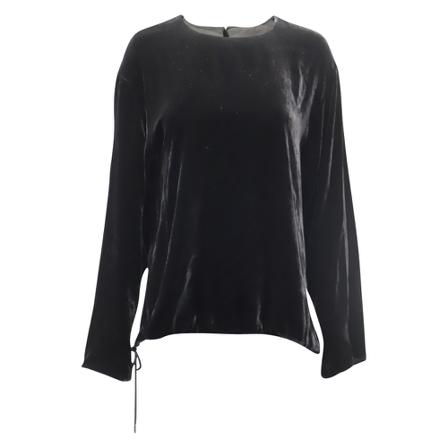 Theory Drawstring Long Sleeve Bluse Sort, Dame