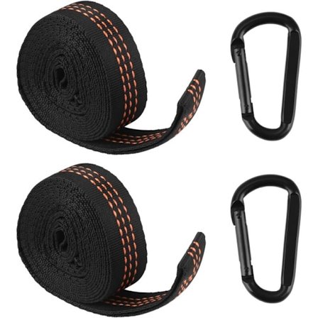 2 Pakkausta Riippumattoremmejä Karabineilla - Kestävät Riippumattoremmit Keinulle, Retkeilyyn, Riipputuolille - Max Kuorma 300kg - Korkealaatuinen 