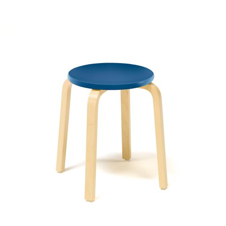 Holzhocker NEMO, H 430 mm, Birke, blau