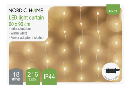 Nordic Home LED-lysgardin 230V Varmhvit