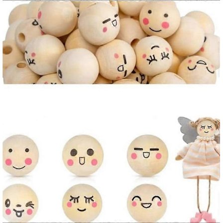 120 st Träpärlor med Ansikte 20mm Leende Ansikte Träpärlor med Hål Oro Mask Mask Ansikte Trähuvuden Tillbehör för Halloween och Jul