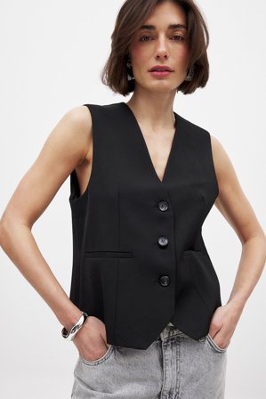 NA-KD Gilet ajusté - Blazer sans manches - Noir - EU 40
