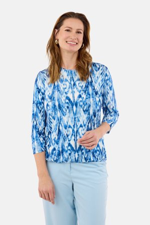 SIGNATURE - 3/4 Ærmet T-shirt - Blå / Hvid - Mønstret