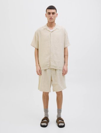 Jack & Jones Jpstbill Lawrence Linen Shorts Srt Ln - Cream - M