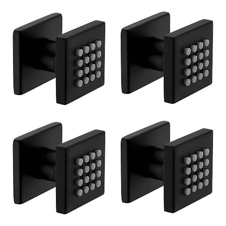 4 stk messing firkantet kroppsspray dusj høytrykks justerbar massasje spa sidespray i vegg, sort