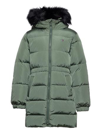Long Waisted Down Coat Toppatakki Vihreä Tommy Hilfiger