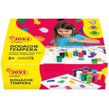 JOVI Gouache couleur 12x15 ml + pinceau (3 ans+)