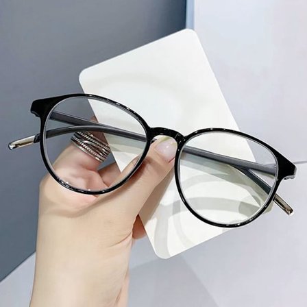 Anti-blåt lys læsebriller Runde briller SORT STYRKE