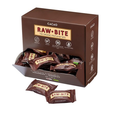 Rawbite Frugt- og nøddebar Glutenfri Ø Cacao / Snackbox, Helse & Madvarer, Snacks, Barer
