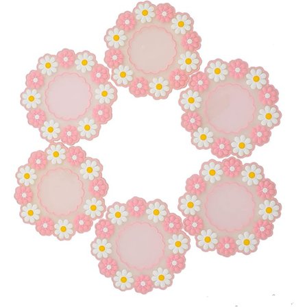 Silikon drikkebrikke sett med 6, søt Sakura blomstermønster Non