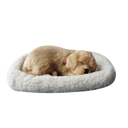 Realistisk sovende plys åndende hund lodden hund med måtte dyreindretning K [LGL] Som vist E