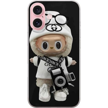 Yhteensopiva Puhelinkuori Apple Apple iPhone 16 Tyylikäs muotoilijafiguuri kameralla ja katutyyliä, leikkisä keräilyfiguuri trendikkäässä kaupu