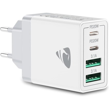 USB C Laddare, 4 Portars Multi-Laddare, 40W Snabbladdare PD 3.0 Strömadapter USB Strömförsörjning för iPhone 16 15 14 Pro Max 13 12 11 SE 2020 XS XR