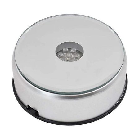 Visningsunderlägg för kristaller, glaskonst, roterande kristallvisningsunderlägg med LED-belysning