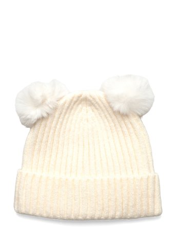 Beanie With Fur-Effect Earmuffs And Pom-Pom Cream Mango