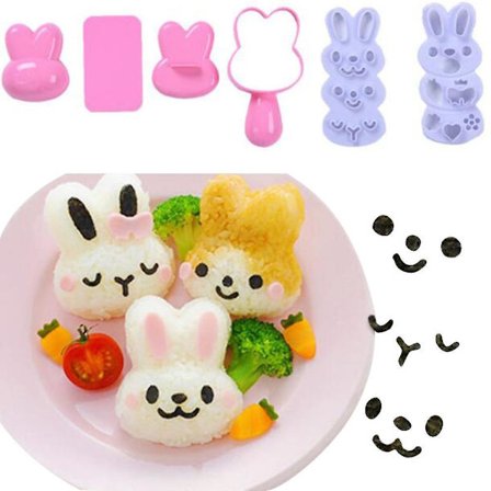 Litet Risbollsform Set, Sött Tecknat Mönster DIY Sushi Bento Nori Risform