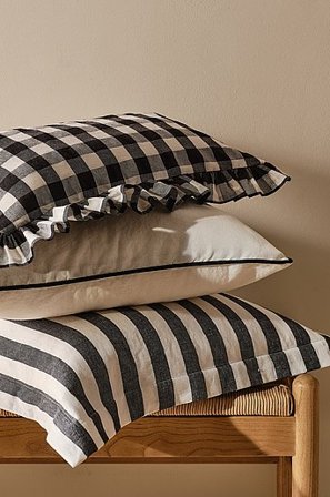 Jotex - Poszewka Na Poduszkę z Mieszanki Lnu 3-pak Czarny - SANNE - Kup Poduszki iposzewki ozdobne firmy Jotex