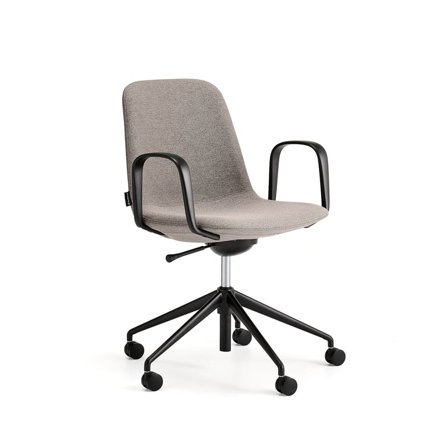 Stol LANGLEY, lav, med hjulstativ og armlener, svart/taupe