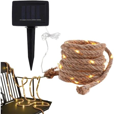 Solcelled Feelysslyng - 10m Hemp Lysstreng med 8 Driftsmoduser -