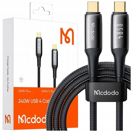 MCDODO USB-C-KABEL SNABBLADDNING THUNDERBOLT 4 40GBPS 240W USB TYPE C 1M