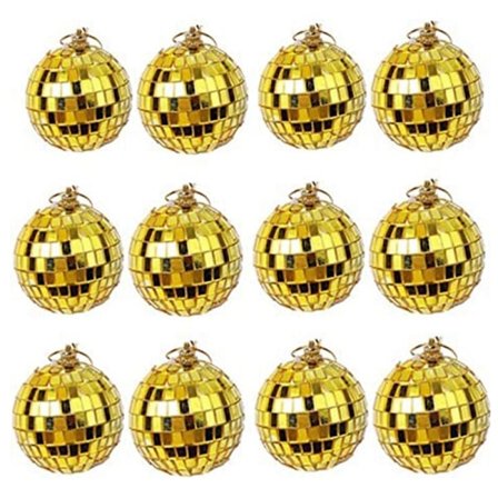 12-pack spegeldiscobollar, party- eller DJ-ljuseffekter, dekoration, scenrekvisita (2 tum, guld)