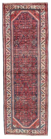 Handknuten Orientalisk Hamadan Matta 110X317 Mörkröd/Svart