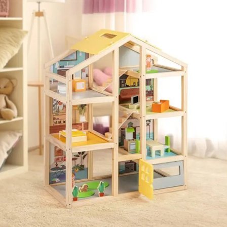 Dockhus för barn 3+ med möbler och figurer – 21 delar