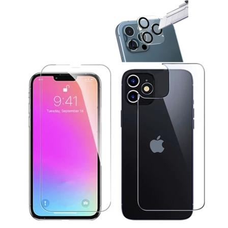 3-PACK 3in1 iPhone 13 Pro Max edessä ja takana + kameran linssin suojus Transparent