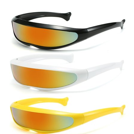 Futuristiske briller (3 stk), smale Cyclops-solbriller til fest, Cy