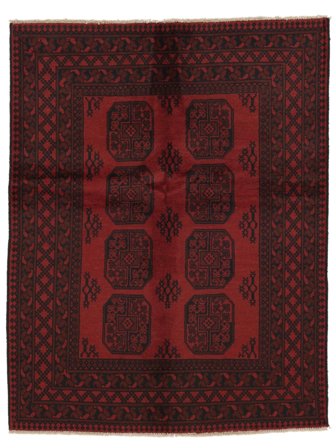 Handgeknüpft Afghan Fine Teppich 149X194 Schwarz/Dunkelrot