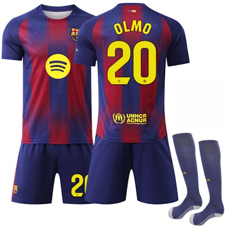 2025-2026 Barcelona Hjemme fotballdrakt for barn Nr. 20 Olmo