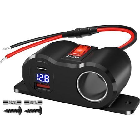 2025 Seneste Model 120W QC3.0 & PD3.0 Udtag Cigarettænder Splitter med LED Voltmeter/Rocker, 12V Biloplader Strømadapter Repl