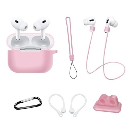 AirPods Pro 2 silikondeksel med tilbehørssett - Rosa