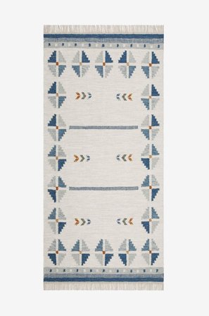KM Home - Tæppe af uld Avesta - Blå - Uldtæpper - 80X200 - Fra Homeroom