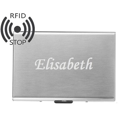 Exklusiv stål Korthållare med valfri namn / text gravyr