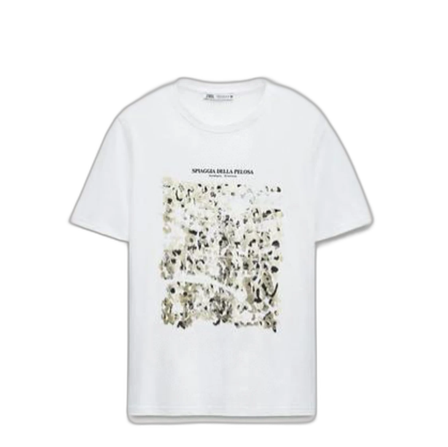 Vit t-shirt med leopardmönster Zara
