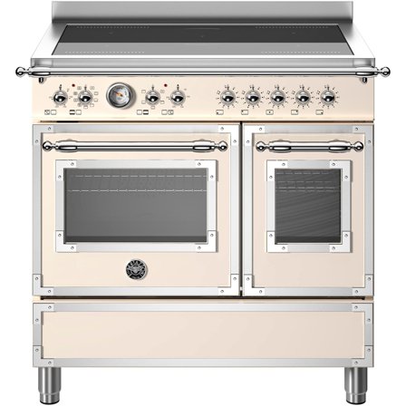 Bertazzoni HER95I2EAVT Heritage induktionskomfur med dobbeltovn, 90 cm, cremehvid - Elfenbenshvid, ral 9010 | KitchenOne