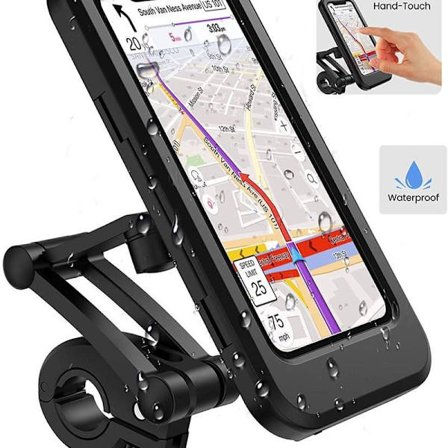 Mobiltelefonhållare för cykel och motorcykel, vattentät upp till 7,6 tum