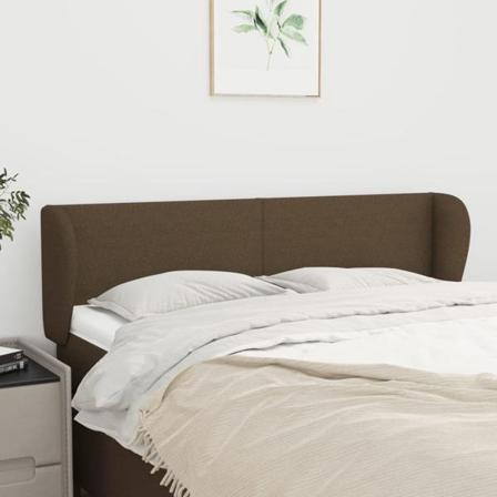 Vidaxl Huvudgavel Med Kanter Mörkbrun 147x23x78/88 Cm Tyg Brun