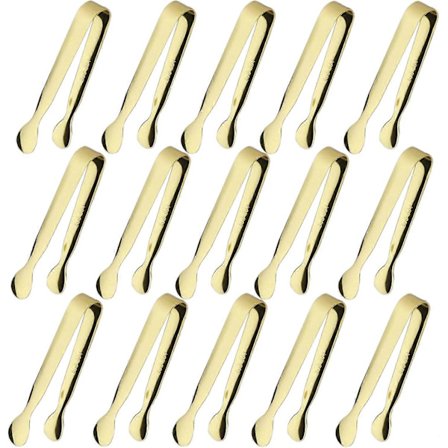15 stk Serveringstang, Isbitang Rustfritt Stål Mini Tang, 4,25 tommer Liten Gull