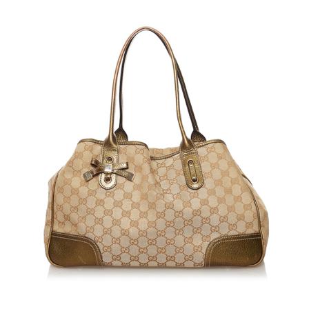 Gucci Vintage, Pre-owned GG Canvas Princy Tote Bag Bruin, Dames, Maat:ONE Size