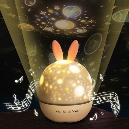 Stjärnklar Himmel Projektor Musik Nattlampa, USB Nattlampa Stjärnklar Himmel Projektorlampa med 6 Unika Teman