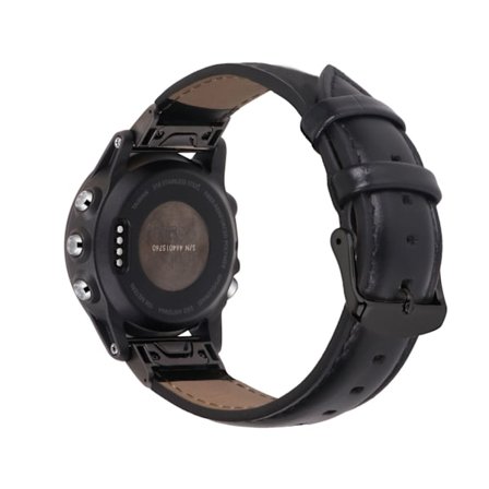 Ekte skinnklokkerem for Garmin Fenix 7S/6S/5S - Hurtigkobling Svart 22 mm