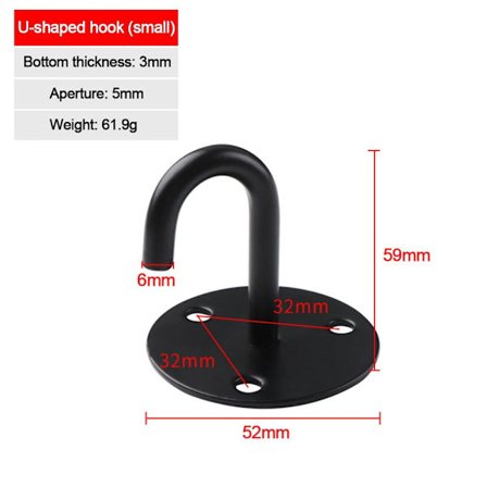 1kpl Seinäkoukku Kattoon kiinnitettävä ripustin PIENI U MUSTA PIENI U MUSTA