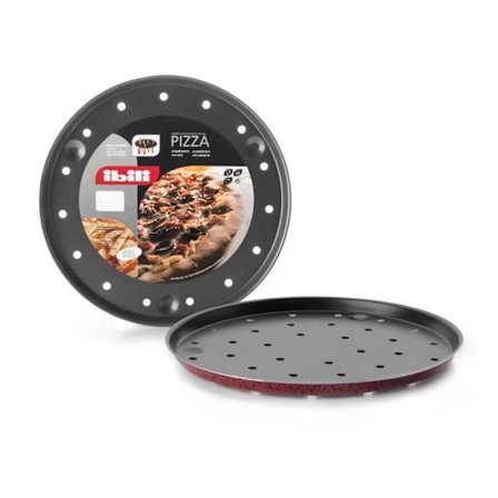 Pizzaform - Venus - 32 cm - Non-stick aluminium - Spräcklig röd - Perforerad