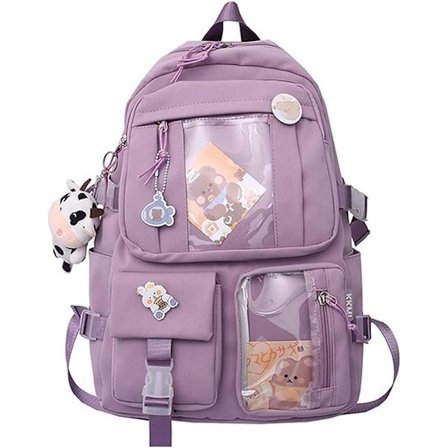 Kawaii Ryggsäck med Hänge, Stor Kapacitet Söta Björnar Tillbehör Ryggsäck för Skola Flera Fickor Ryggsäck för Tonårsflickor Söta Skolryggsäckar