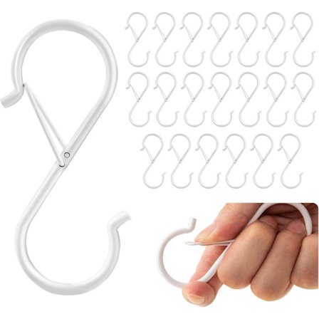 20 S-kroge til ophængning - 3,5-tommers metal S-kroge - hvid