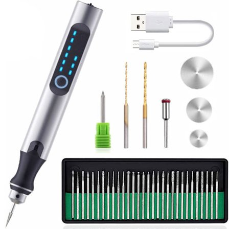 Sähköinen kaiverruskynä, USB ladattava johdoton tee-se-itse kaiverruskone korujen puun lasikiven kaiverrukseen