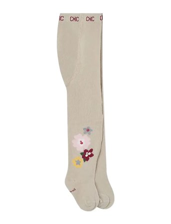 Thick Tights Floral Beige Boboli